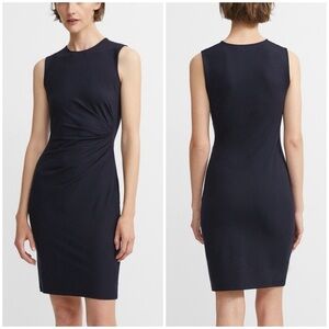 Theory twist front dress knee-length sleeveless black petite small career modest